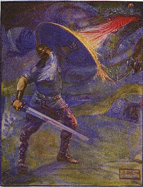 Beowulfas ir drakonas J.R. Skelton 1908
